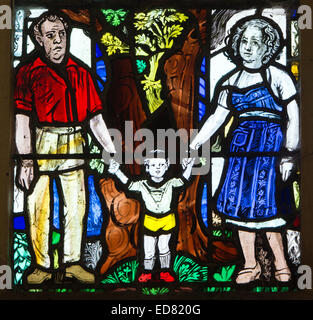 West Window detail, St. George`s Church, Didbrook, Gloucestershire, England, UK Stock Photo